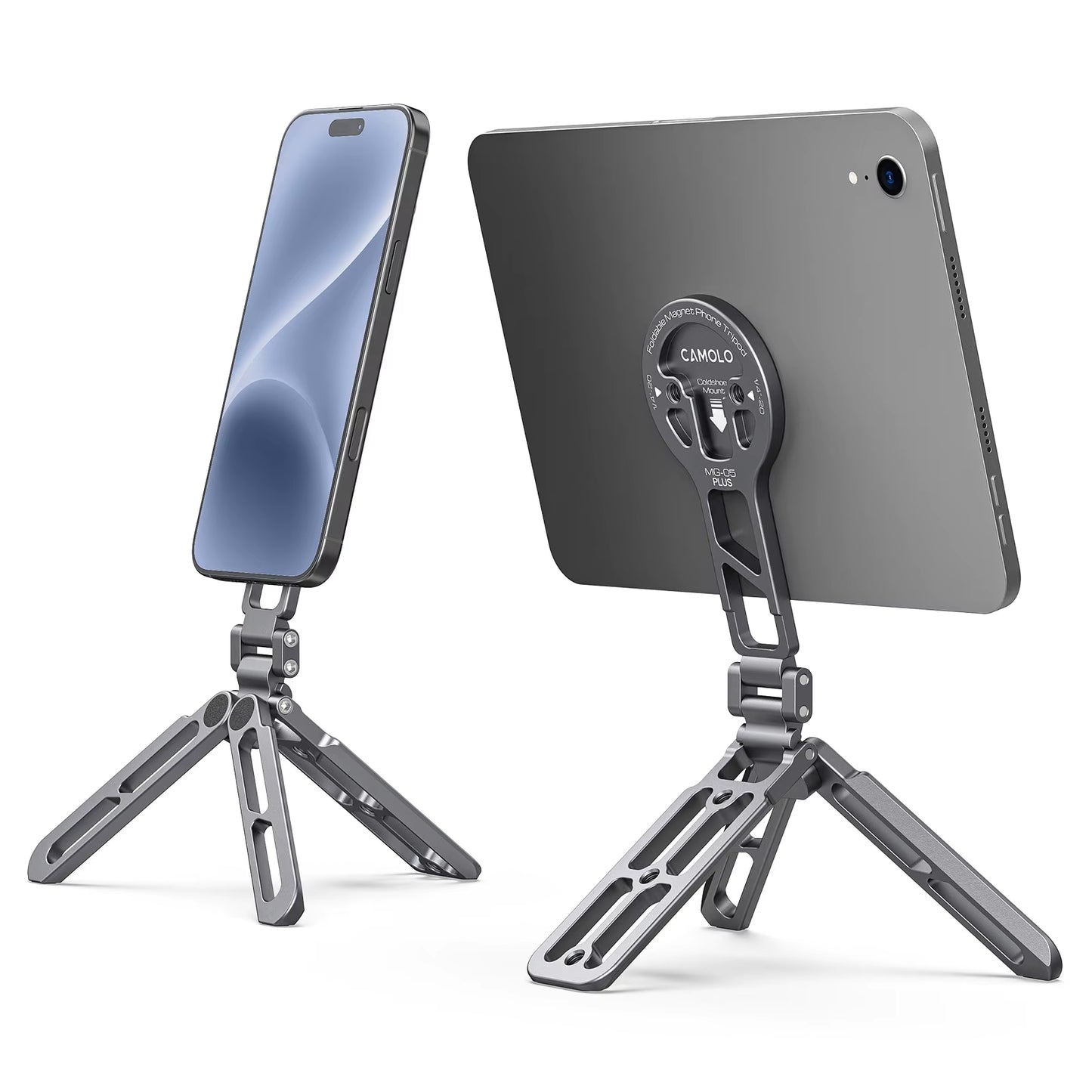 Magsafe Tripod Magnetic Phone Holder for Iphone HUAWEI Foldable Desktop Phone Mount with Arca-Swiss Cold Shoe for Phone Vlog